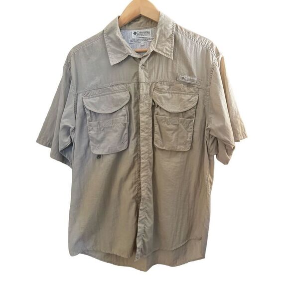 Columbia | Shirts & Button Downs | Men’s Khaki Quick Dry PFG Short Sleeve Top Si - Picture 1 of 4